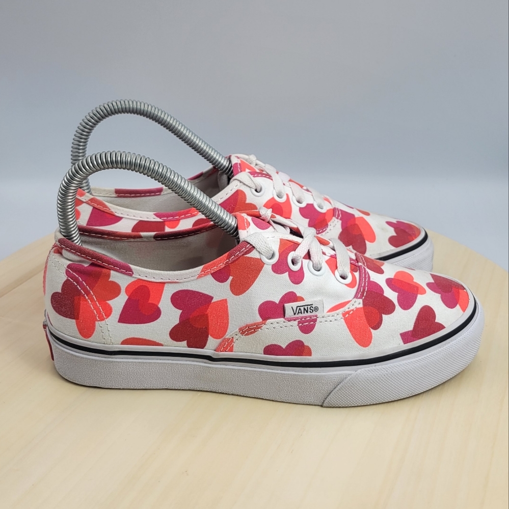 Vans Authentic Low Cut Valentine Heart Lace Up Sneakers Unisex Womens 6 Mens 4.5